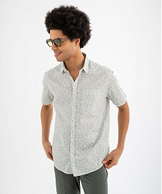 GEMO Chemise à manches courtes fleurie homme blanc standard