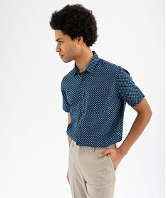 GEMO Chemise à manches courtes imprimée homme bleu standard