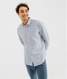 GEMO Chemise à motifs fleuris à manches longues homme Bleu