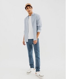 chemise a motifs fleuris a manches longues homme bleu chemise manches longuesG421501_4
