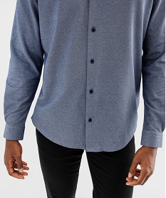 chemise manches longues en maille piquee souple homme bleu standard chemise manches longuesG421901_2