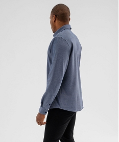 chemise manches longues en maille piquee souple homme bleu standard chemise manches longuesG421901_3