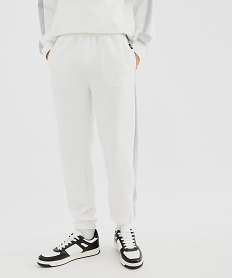 GEMO Pantalon de jogging en maille extensible homme blanc standard