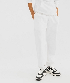 GEMO Pantalon de jogging intérieur molletonné homme blanc standard