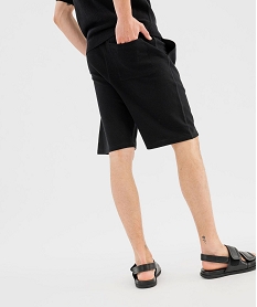 bermuda en coton nid dabeille a taille elastiquee homme noir standardG423601_3