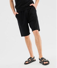 bermuda en coton nid dabeille a taille elastiquee homme noir standardG423601_4