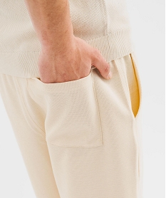 bermuda en coton nid dabeille a taille elastiquee homme beige standardG423701_2