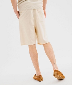 bermuda en coton nid dabeille a taille elastiquee homme beige standardG423701_3