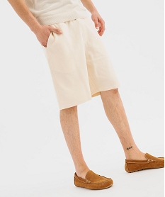 bermuda en coton nid dabeille a taille elastiquee homme beige standardG423701_4