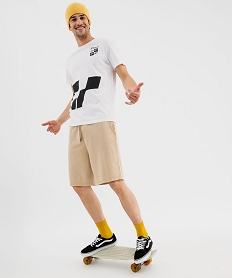 bermuda en maille delavee au coloris unique homme beige standardG424301_4