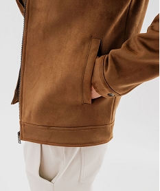 blouson zippe en suedine homme brun blousonsG425601_2