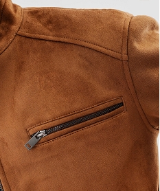 blouson zippe en suedine homme brun blousonsG425601_4