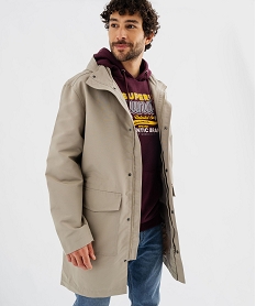 GEMO Parka à capuche avec dessus déperlant homme beige standard