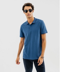 GEMO Polo à manches courtes et finitions fantaisie homme Bleu