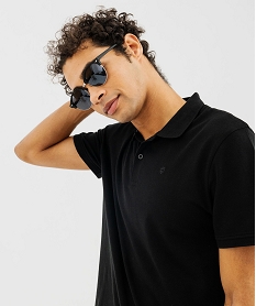 polo a manches courtes en maille piquee homme noir polosG426301_2