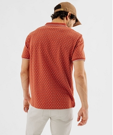 polo manches courtes en maille piquee a micro-motifs homme orange standard polosG427001_3