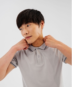 polo a manches courtes et finitions fantaisie homme gris vif polosG427301_2