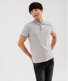 polo a manches courtes et finitions fantaisie homme gris vif polosG427301_4