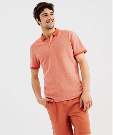 GEMO Polo manches courtes en coton à motifs géométriques homm orange standard