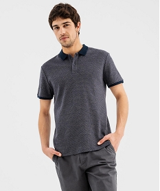 GEMO Polo manches courtes en coton à motifs géométriques homm Bleu