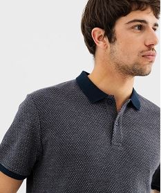 polo manches courtes en coton a motifs geometriques homm bleu polosG427501_2
