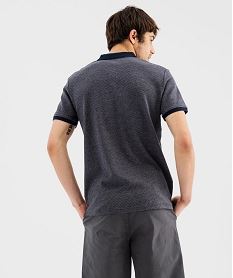 polo manches courtes en coton a motifs geometriques homm bleu polosG427501_3