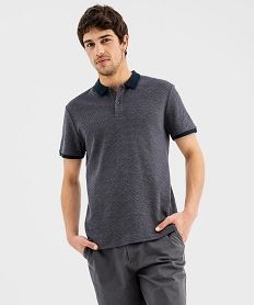 polo manches courtes en coton a motifs geometriques homm bleu polosG427501_4