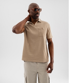 GEMO Polo à manches courtes en maille fantaisie homme beige standard