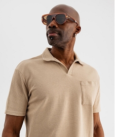 polo a manches courtes en maille fantaisie homme beige standard polosG427601_2