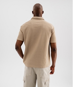 polo a manches courtes en maille fantaisie homme beige standard polosG427601_3