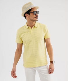 GEMO Polo manches courtes à rayures texturées homme jaune standard