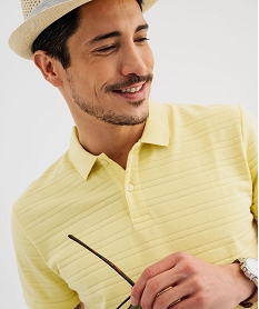 polo manches courtes a rayures texturees homme jaune standard polosG427701_2