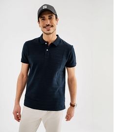 GEMO Polo manches courtes à rayures texturées homme Bleu