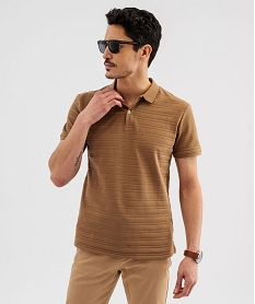 polo manches courtes a rayures texturees homme marron standard polosG427901_2