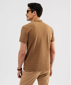 polo manches courtes a rayures texturees homme marron standard polosG427901_3