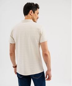 polo manches courtes a rayures texturees homme beige polosG428001_3