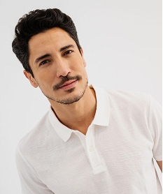 polo manches courtes a motifs textures homme blanc standard polosG428901_2