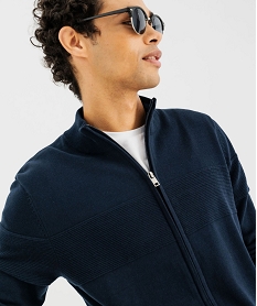 gilet zippe en coton avec col montant homme bleu giletsG429401_2