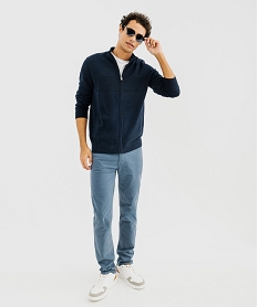gilet zippe en coton avec col montant homme bleu giletsG429401_4