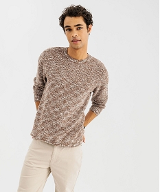 GEMO Pull en maille chinée à col rond homme Brun