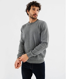 GEMO Pull à col rond en coton homme gris standard