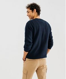 pull en maille fantaisie en coton homme bleu pullsG429801_3