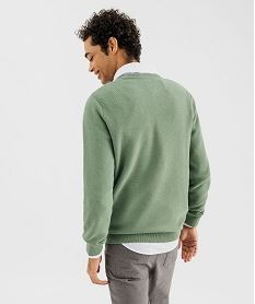 pull en maille fantaisie en coton homme vert standard pullsG429901_3