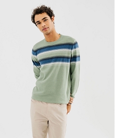 GEMO Pull à col rond en maille fine à rayures homme Imprimé