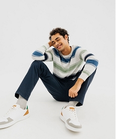 GEMO Pull rayé à col rond en maille fine homme Imprimé