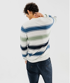 pull raye a col rond en maille fine homme imprime pullsG430201_3