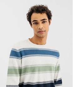 pull raye a col rond en maille fine homme imprime pullsG430201_4