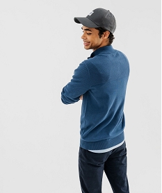 pull en coton a col montant zippe homme bleu pullsG430301_3