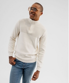 GEMO Pull col camionneur zippé homme blanc chine