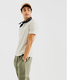 GEMO Tee-shirt à manches courtes et col rond homme Beige